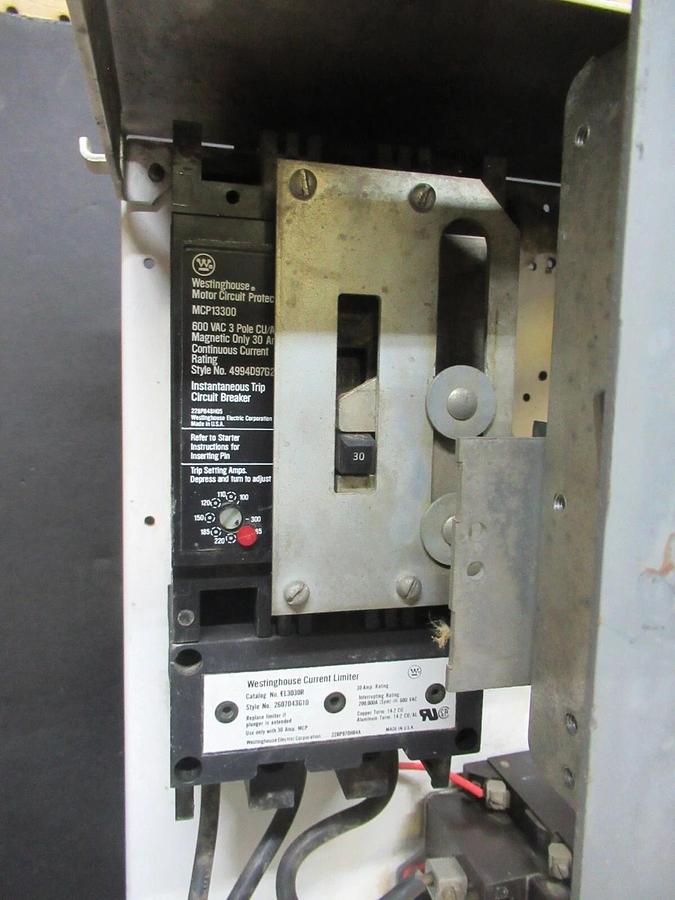 Used CUTLER HAMMER MOTOR STARTER CONTROL 17" W/ A10DN0 NEMA SIZE 2 30 AMP 600 VAC