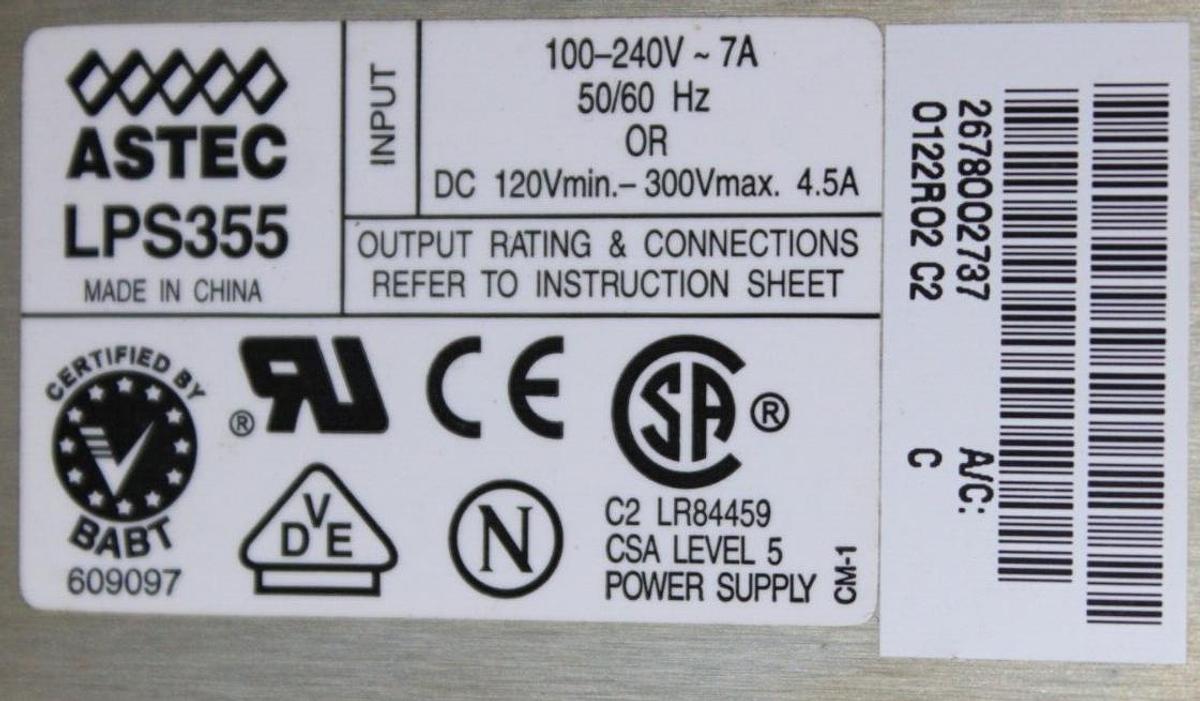 Used ASTEC DUAL LPS355 POWER SUPPLIES 240 VAC 7 AMP 50/60 HZ **WARRANTY**