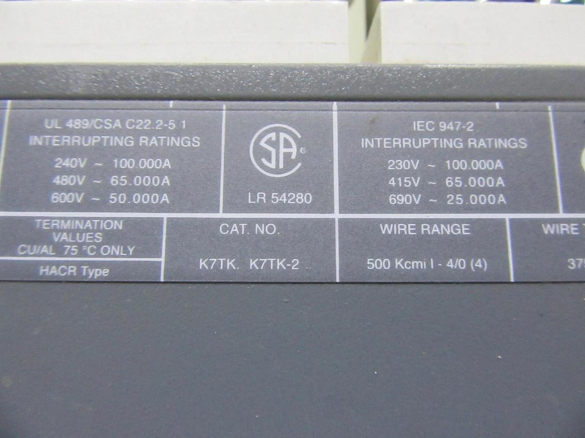 Used ABB CIRCUIT BREAKER SACE S7 S7H 1000 AMP 600 VAC W/ AUXILIARY SWITCH & SHUNT