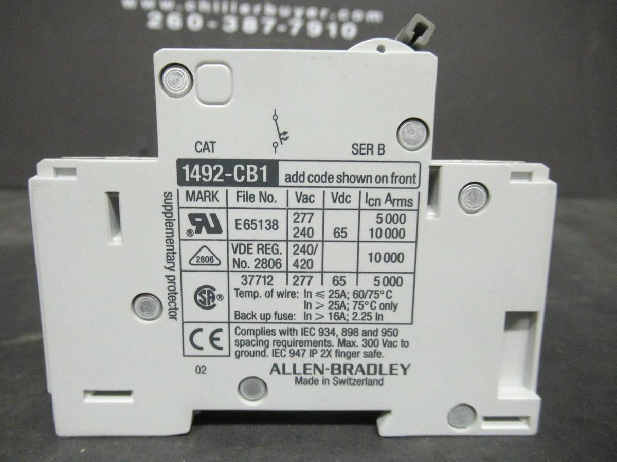 Used 10 AMP ALLEN BRADLEY BREAKER 1492-CB1 SER. B 277 VAC SINGLE POLE