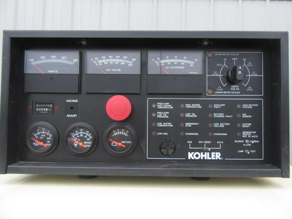 Used 30KW DIESEL GENERATOR  KOHLER 120/240 V JOHN DEERE  12-LEAD RECONNECTABLE 33 KW