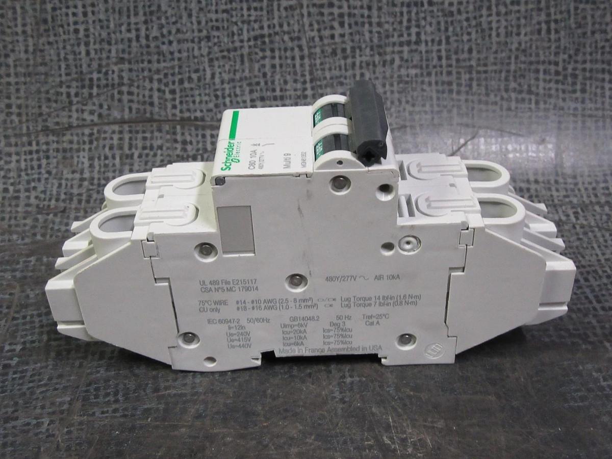 Used MERLIN GERIN CIRCUIT BREAKER MGN61352 MULTI 9 C60 10 AMP 277V 2-POLE WARRANTY