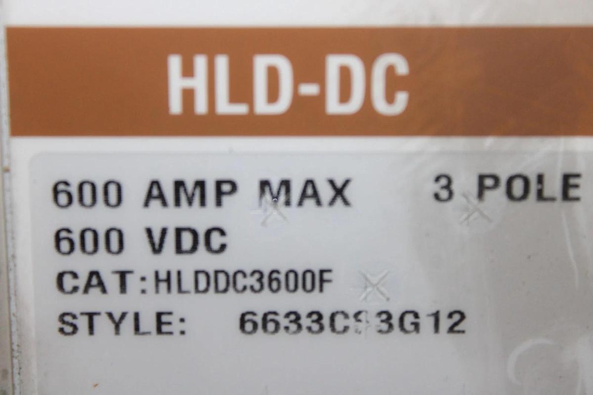 Used CUTLER-HAMMER DC CIRCUIT BREAKER HLDDC3600F 600 AMP 600 VDC W/ PLUG