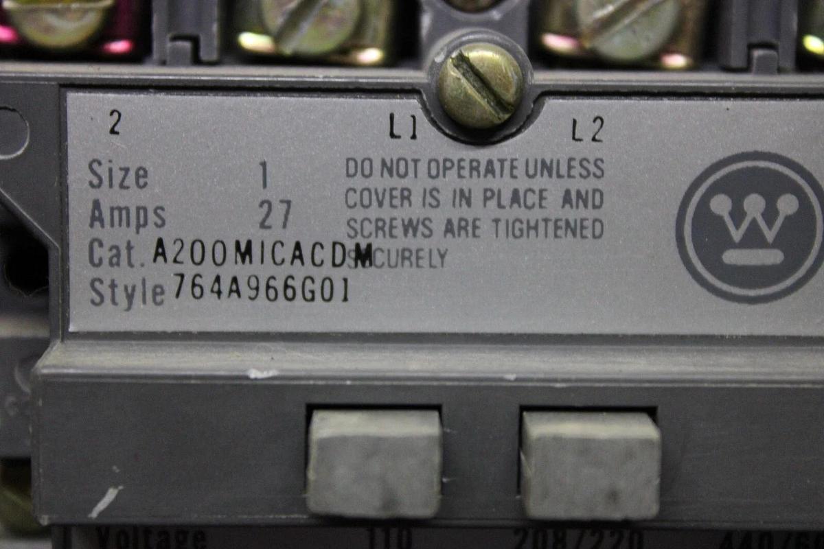 Used WESTINGHOUSE TYPE W MOTOR CONTROL BUCKET 12" SIZE 1 STARTER 27 AMP W/ DOOR