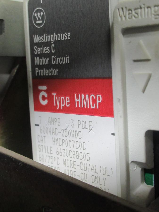 Used CUTLER HAMMER MOTOR CONTROL BUCKET 12" NEMA SIZE 1 STARTER 600 V 7 AMP BREAKER