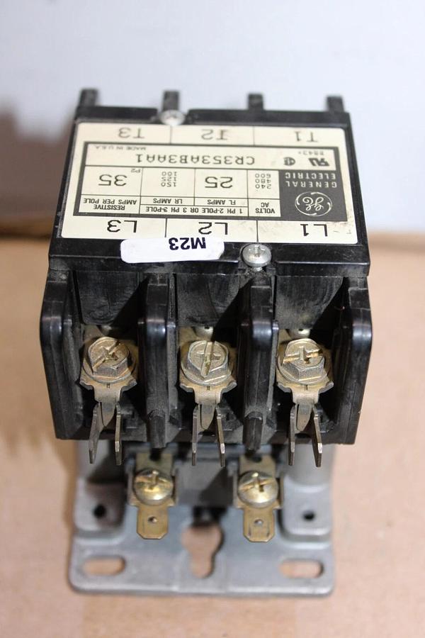 Used GENERAL ELECTRIC CONTACTOR CR353AB3AA1 25 AMP 600 VAC 3-PHASE 3-POLE COIL: 120V