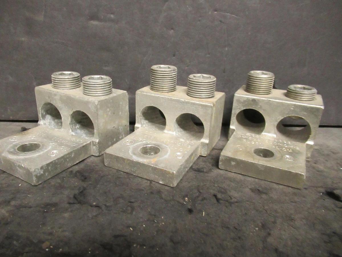 Used (3) QTY ILSCO D899 2 (DOUBLE) BARREL MECHANICAL CONNECTOR LUG TAPS 600MCM - 2