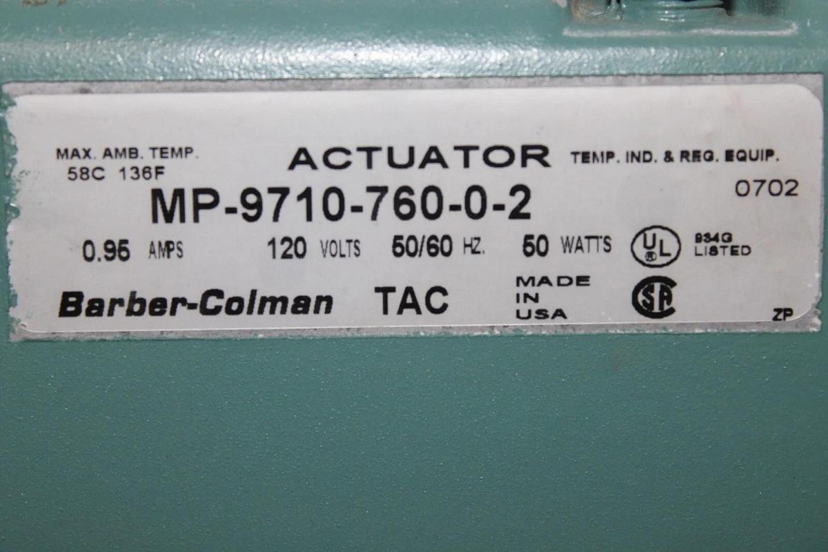 Used BARBER COLMAN ACTUATOR MP-9710-760-0-2 0.95 AMP 120 VOLT 50/60 HZ 50 WATT