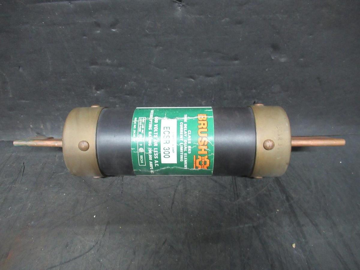Used BRUSH DUAL-ELEMENT TIME-DELAY CURRENT-LIMITING FUSE ESCR-300 600 VAC 300 AMP