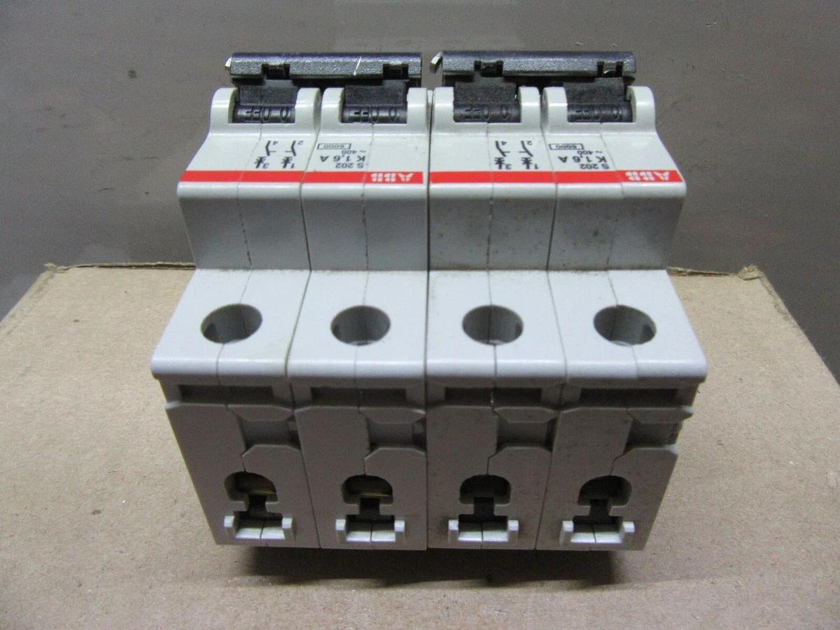 Used LOT OF 2 ABB S202-K1.6A 400 VOLT 1.6 AMP 2-POLE **WARRANTY INCLUDED**