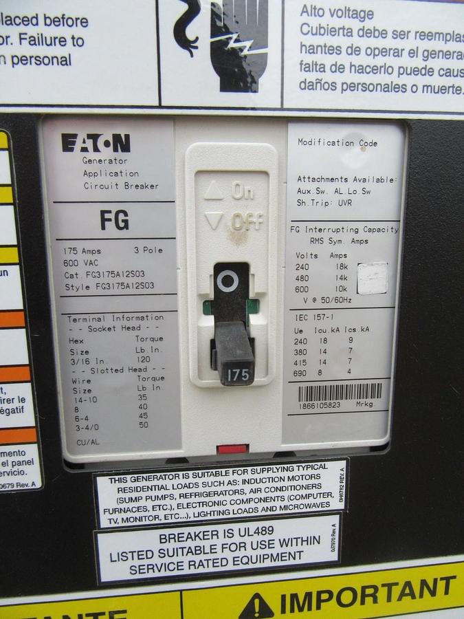 Used 35 KW GENERATOR GENERAC NATURAL GAS LP PROPANE 120/240 VOLT 1 PH 30 KW 40KW 2016