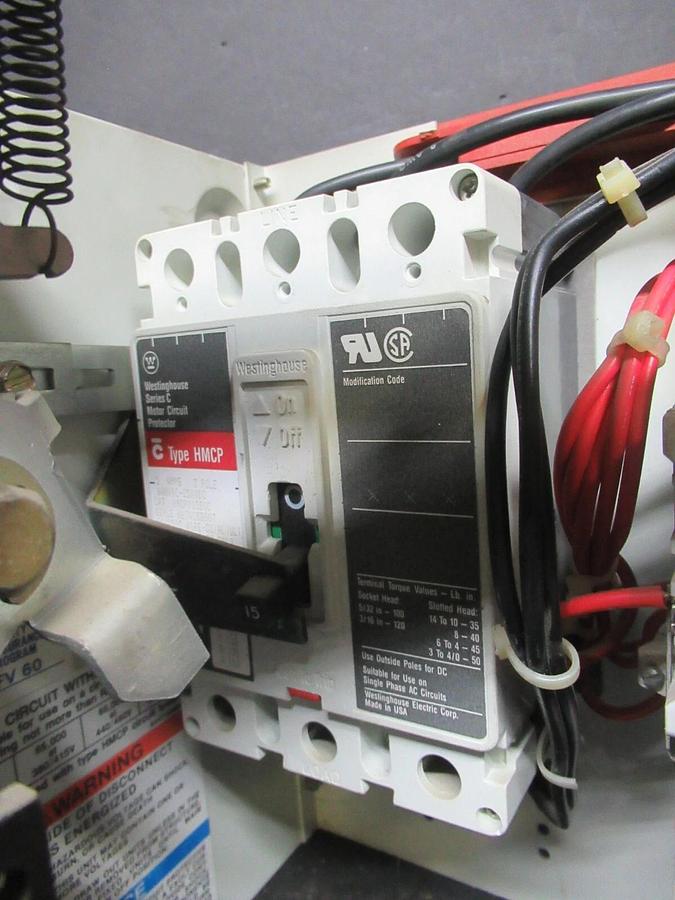 Used CUTLER HAMMER MOTOR CONTROL BUCKET 12" NEMA SIZE 1 STARTER 600 V 15 AMP BREAKER