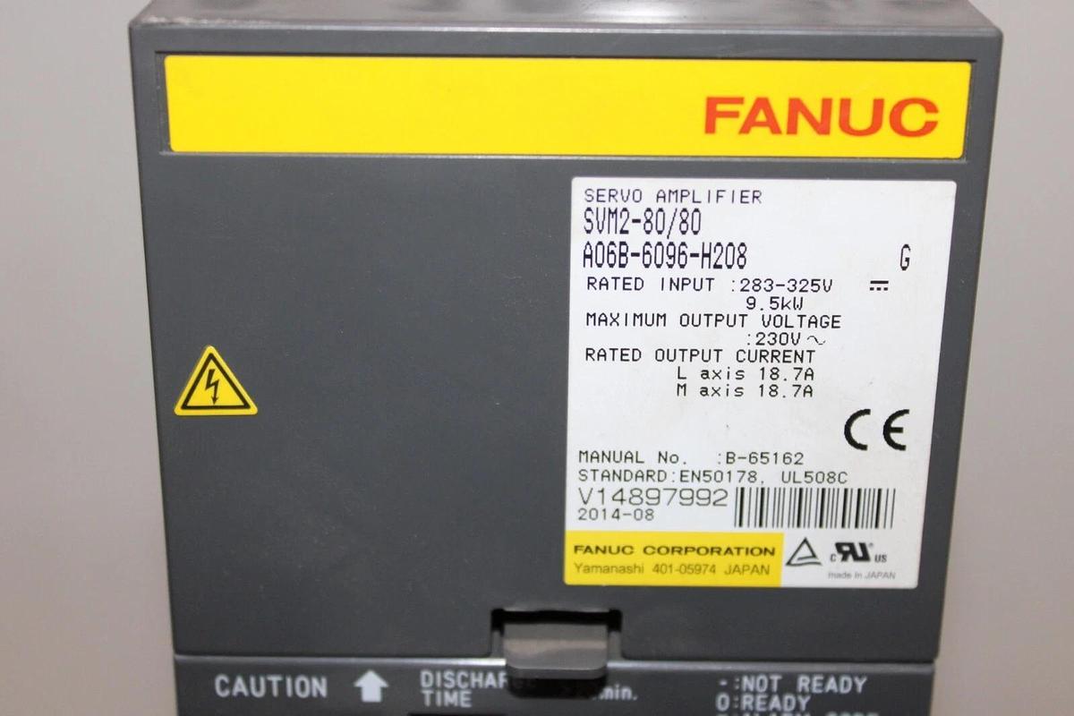 Used FANUC SERVO AMPLIFIER MODULE A06B-6096-H208 230 VAC 9.5 kW 18.7 AMP 325 VDC