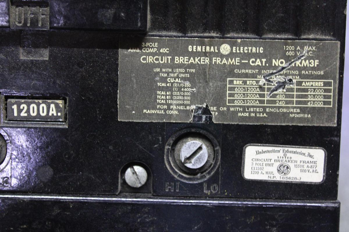 Used CUTLER HAMMER CIRCUIT BREAKER LDC3600F 600 AMP 600 VAC 3-POLE LDC-100K