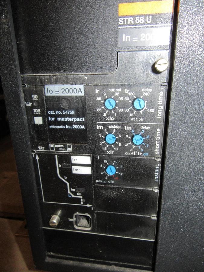Used (1) MERLIN GERIN MASTERPACT CIRCUIT BREAKER MP20-H1 3P 600V 50/60HZ 2000A STR58U
