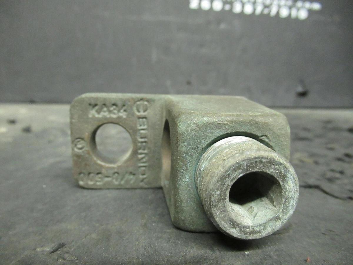 Used (3 QTY) BURNDY SINGLE BARREL CONNECTOR TERMINAL LUG SET 4/0 - 500 MCM KA34