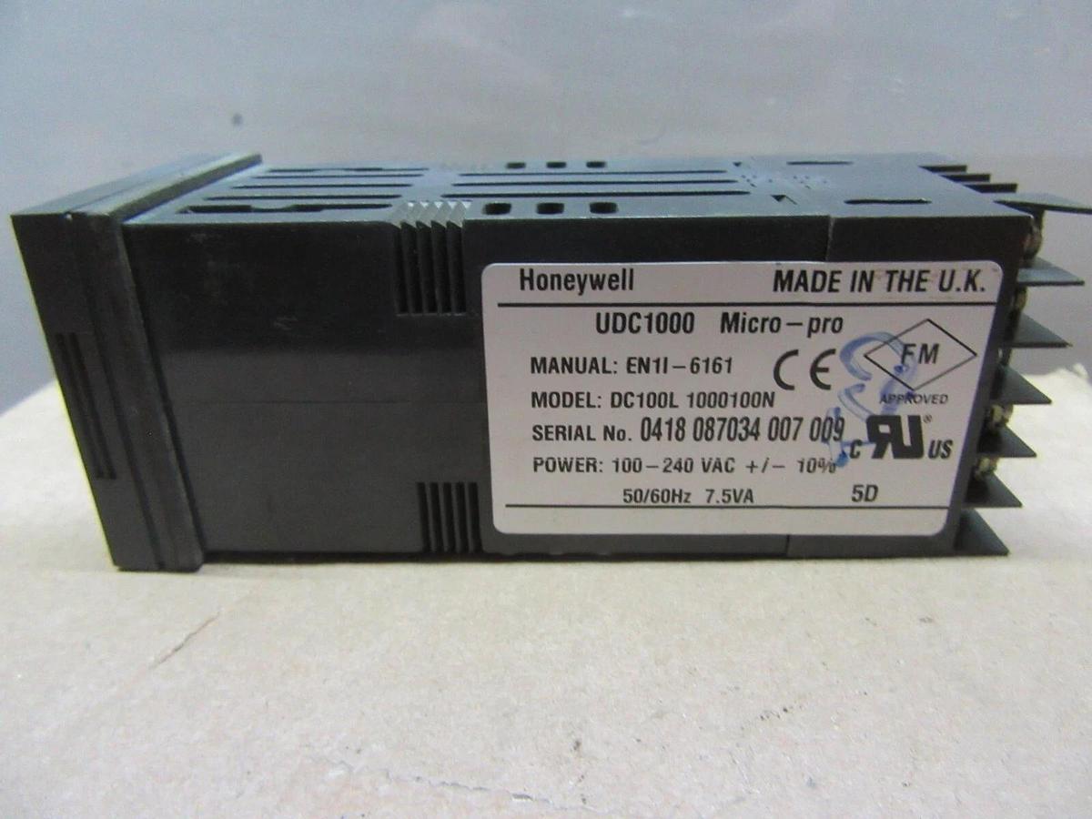 Used HONEYWELL UDC1000 MICRO-PRO TEMPERATURE CONTROLLER DC100L-1000100N 240 VAC
