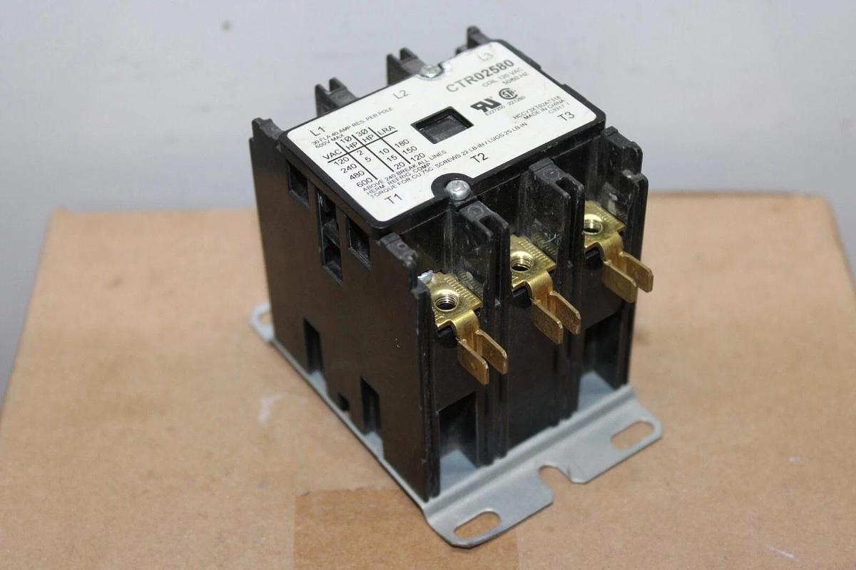 Used TRANE CONTACTOR 30 AMP 600 VAC 20 HP MODEL CTR02580 COIL: 120 VOLT **WARRANTY**