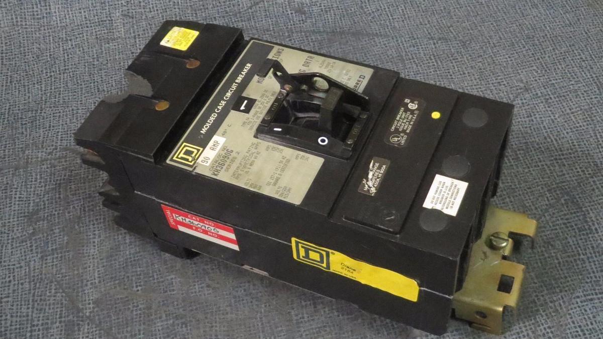 Used SQUARE D I-LINE BREAKER KH36090G 90 AMP 600 VAC 3 POLE W/ GROUND FAULT SHUNT