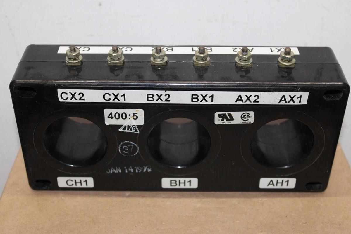 Used CUTLER HAMMER CURRENT TRANSFORMER 2092A37H06 3P81-401 400:5A 50-400 HZ