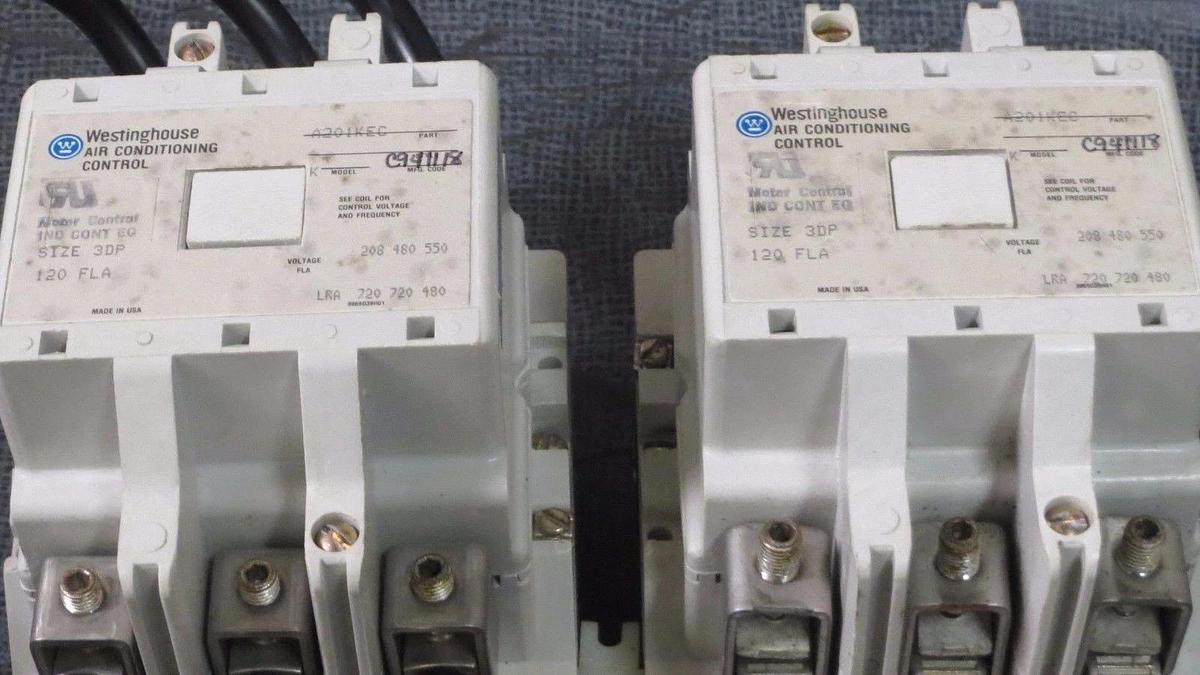 Used WESTINGHOUSE REVERSING CONTACTOR SET A201KEC (2) SIZE 3 DP 120 AMP 120V COILS