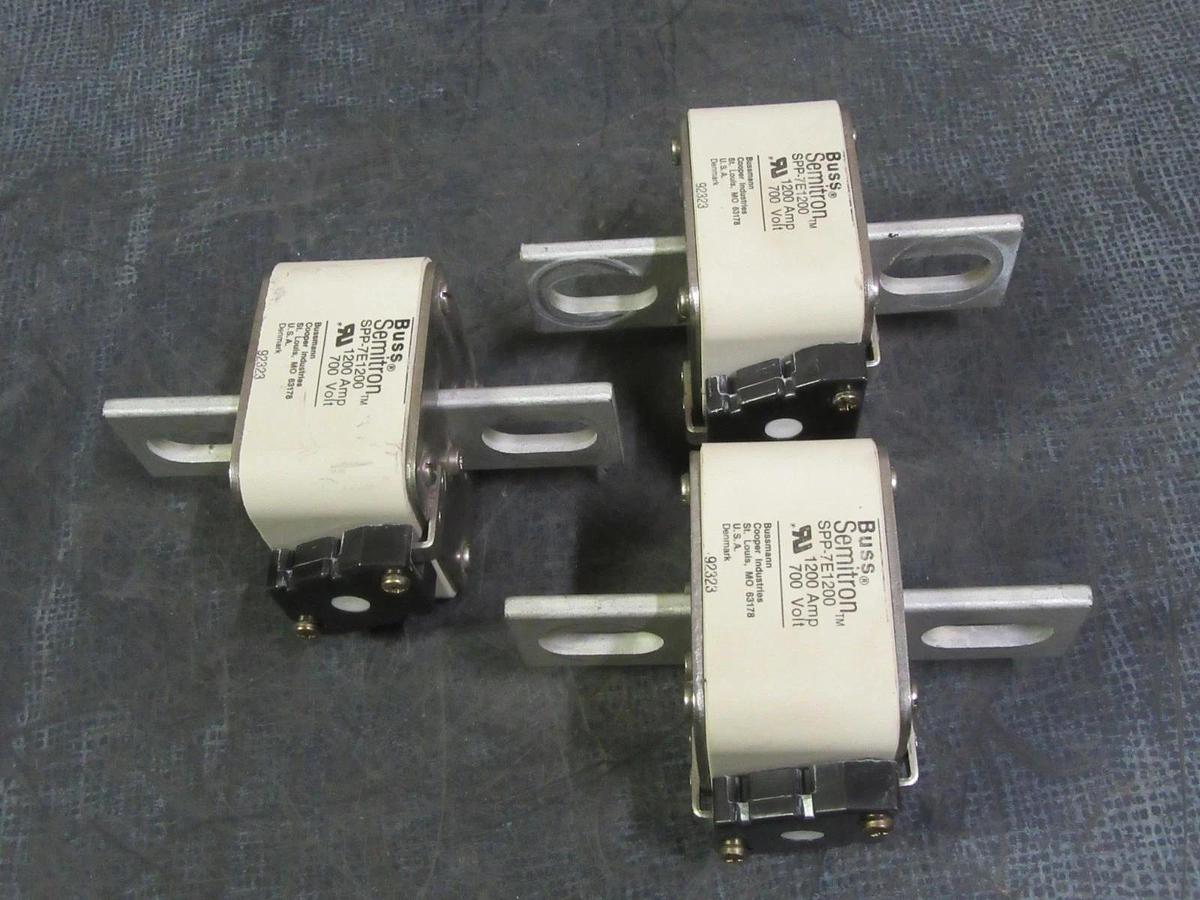 Used LOT OF 3 BUSS SEMITRON SPP-7E1200 1200 AMP 700 VOLTS FUSE