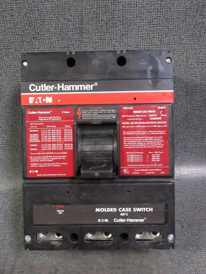 Used CUTLER HAMMER MOLDED CASE BREAKER 600 AMP 600 VAC 3 POLE MODEL: LS36060YE