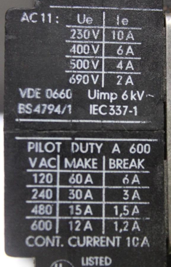 Used WESTINGHOUSE CONTACTOR DSL9-22 10 AMP 600 VAC 3-POLE 3-PHASE COIL: 110/120 V