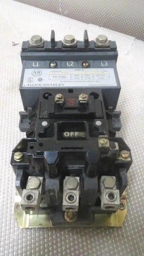 Used ALLEN BRADLEY SIZE 3 STARTER 90 AMP CONTINUOUS 600 VAC 120V COIL MODEL 509-DOB