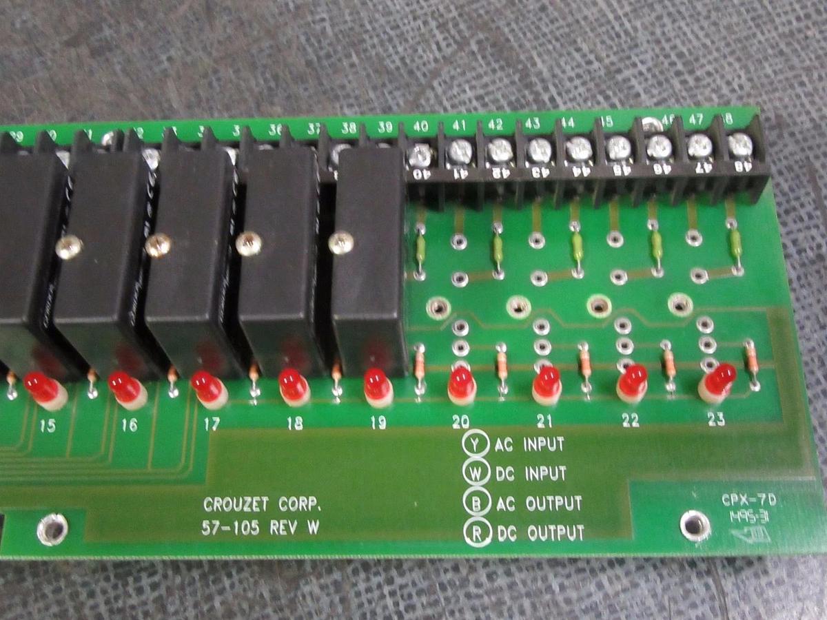Used CROUZET RELAY CIRCUIT BOARD PB-24 WITH 0AC5A RELAYS MODEL/REVISION: 57-105 REV W