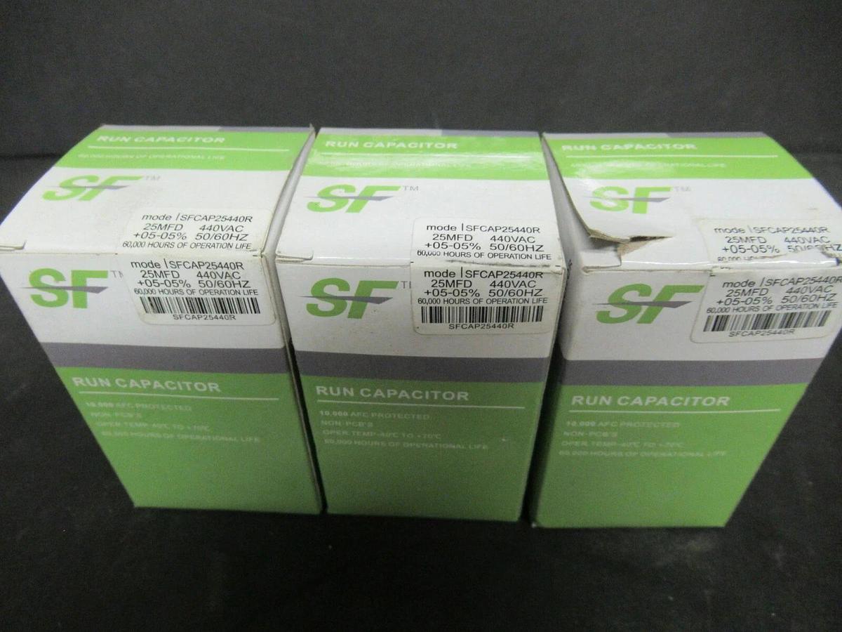 Used (1) SF CAPACITOR HCKY250R440318Z6 25 MFD 440 VAC 60 HZ **NEW IN BOX!**