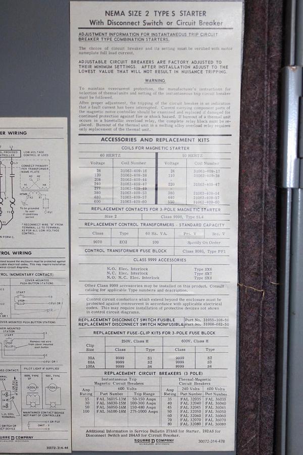 Used SQUARE D FUSIBLE COMBINATION STARTER 8538SDG14 60 AMP NEMA 3R SIZE 2 600V