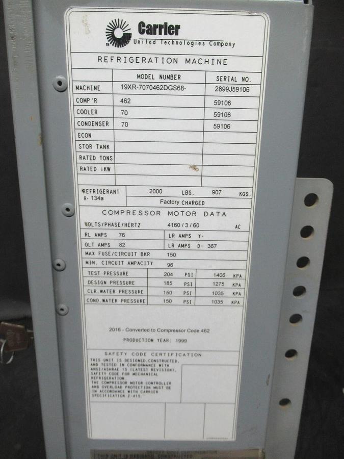 Used CARRIER CHILLER CONTROL INTERFACE PANEL 19XR-7070462DGS68 19XR04031531-19XR