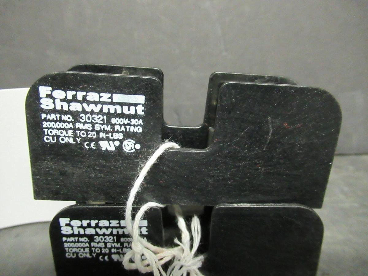 Used LOT OF 2 FERRAZ SHAWMUT FUSE HOLDER 30321 FOR 30 AMP 600 V FUSES