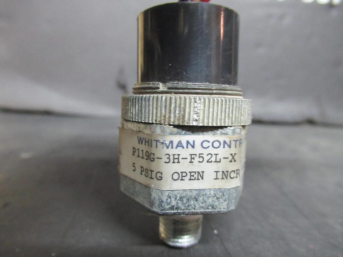 Used WHITMAN CONTROLS PRESSURE TRANSDUCER P119G-3H-F52L-X 5 AMP 250 VAC 30 PSIG