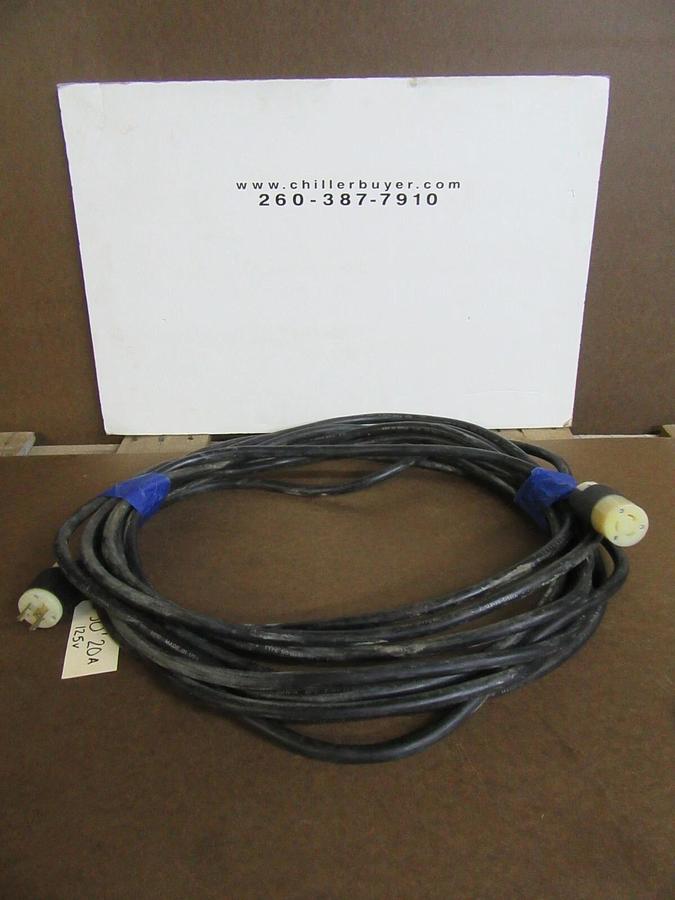 Used 50' SO 12/3 POWER CORD WIRE W/ 20 A 120 V 1 PH HUBBELL TWIST-LOCK PLUGS SOW-A