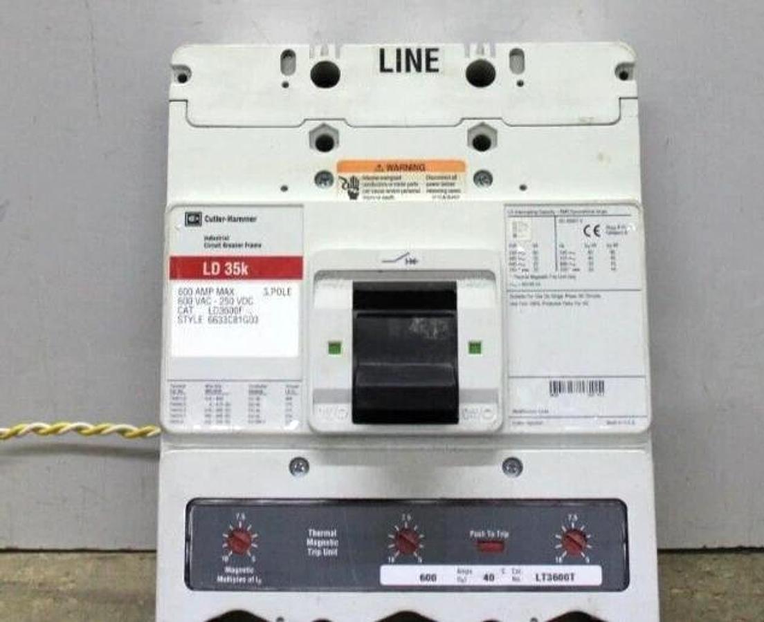 Used CUTLER HAMMER CIRCUIT BREAKER LD3600F 600 AMP 600 VAC 3-POLE *WARRANTY*
