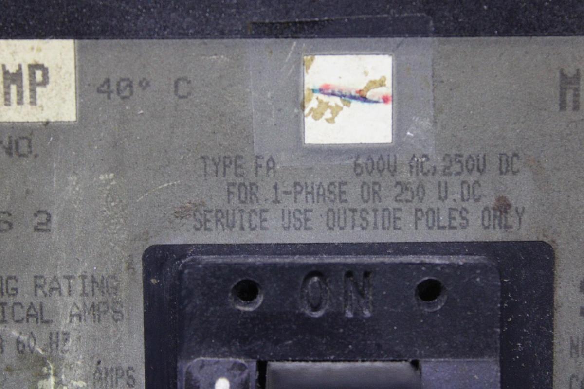 Used SQUARE D I-LINE CIRCUIT BREAKER FH36020 20 AMP 600 VOLT 3-POLE