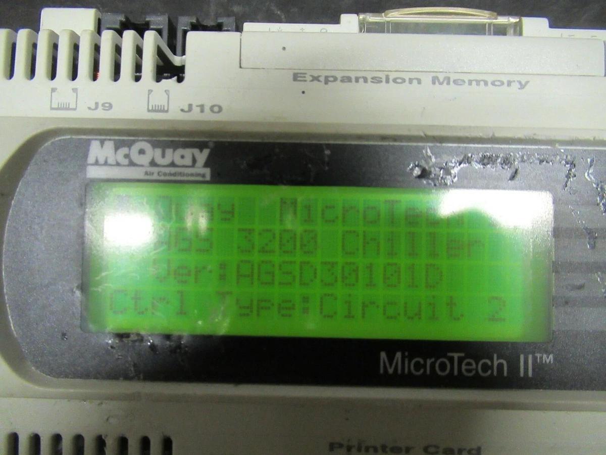 Used MCQUAY CAREL 2005 MICROTECH II VER. AGSD30101D MODEL: PCO2MQ3BM0 REV. 1.510