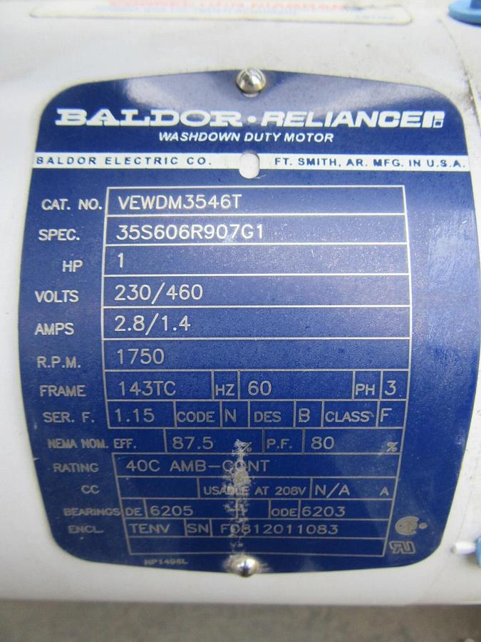 Used 4 1/2"  X 80" LONG SENTRY PLASTIC BELT BOTTLE CONVEYOR 1 HP 230/460 V 3 PH