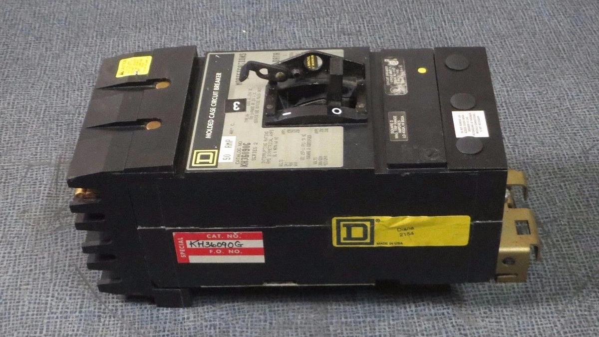 Used SQUARE D I-LINE BREAKER KH36090G 90 AMP 600 V 3 POLE WITH GROUND FAULT SHUNT