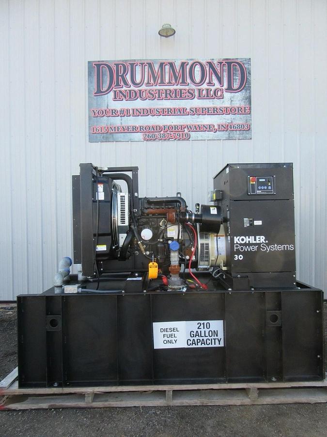 Used 30KW DIESEL GENERATOR KOHLER 120/240 VOLT 4024 JOHN DEERE 259 HRS SINGLE PHASE
