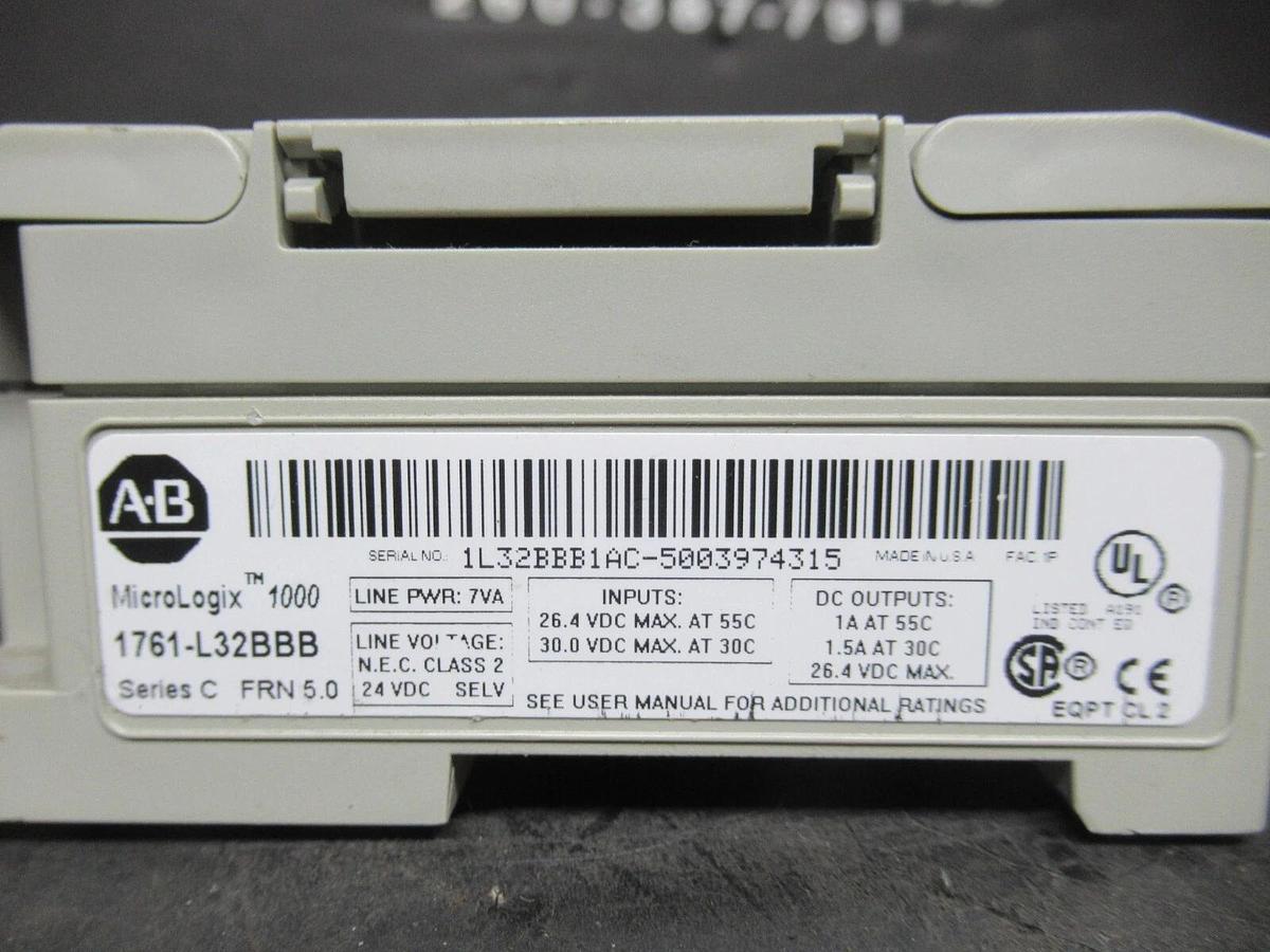 Used ALLEN BRADLEY MICROLOGIX1000 1761-L32BBB SER. D 30 VDC 1.5 AMP **WARRANTY**