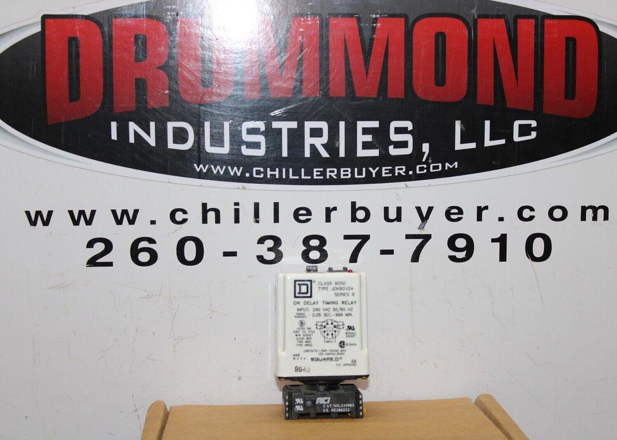 Used SQUARE D TIME DELAY RELAY JCK60V24 240 VAC 10 AMP 0.05 SEC TO 999 MIN