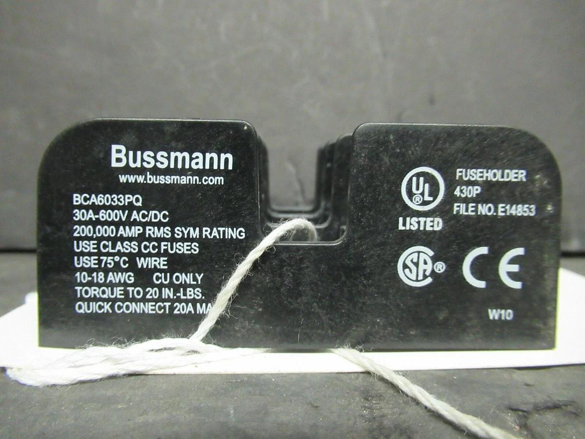 Used BUSSMANN FUSE HOLDER BCA6033PQ FOR 30 AMP 600V FUSES **WARRANTY**
