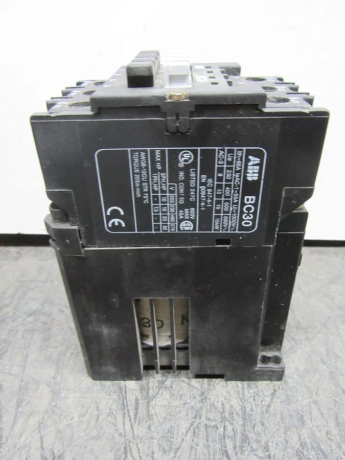 Used ABB CONTACTOR BC30 600 VAC 45 AMP 30 HP 3-PHASE COIL: 24 VDC **WARRANTY**