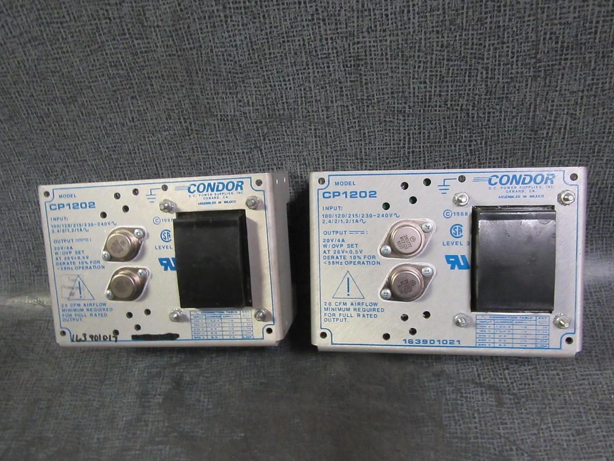 Used (1) CONDOR POWER SUPPLY CP1202 IN 100/120/215/230-240V OUT: 20V / 4 AMP WARRANTY