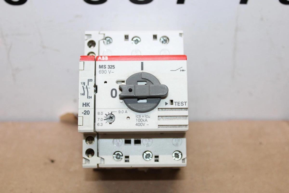 Used ABB MANUAL MOTOR STARTER MS325 6.3-9 AMP 600 VAC 3-PHASE 3-POLE 7.5 HP