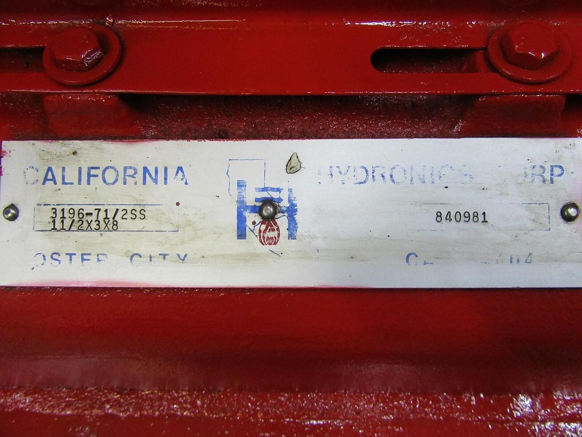 Used 25 HP STERLING PEERLESS 1.5" X 3" CENTRIFUGAL WATER PUMP 316SS 225 GPM 8" IMP