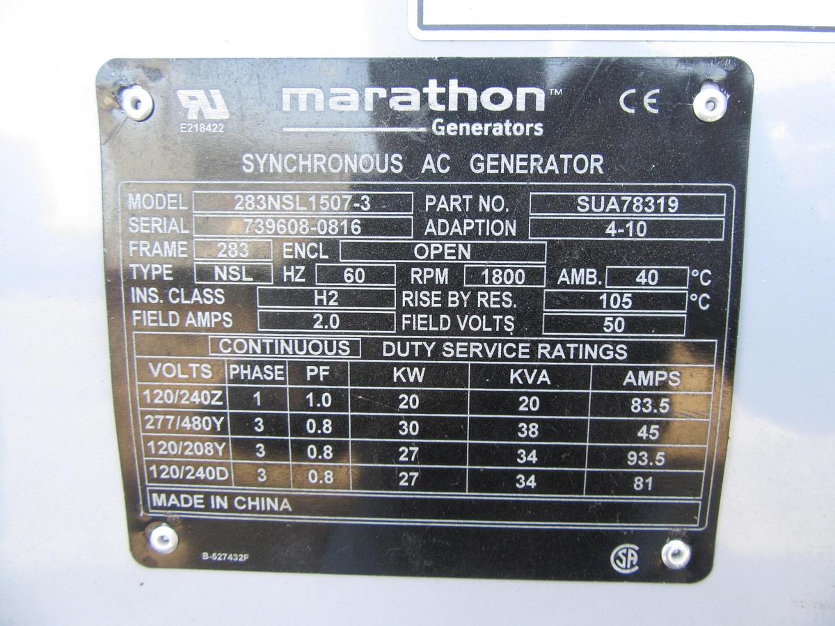 Used 20 KW DIESEL GENERATOR MTU 120/240 V 4LE1 ISUZU SOUND ENCLOSED 258 HRS  VIDEO